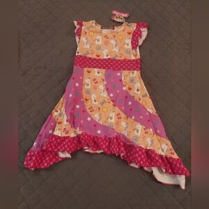 Pink and Orange Unicorn Kids Dress